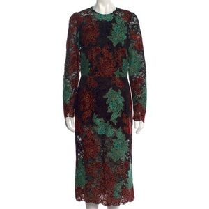 Dolce and Gabbana black lace dress with floral appliqué